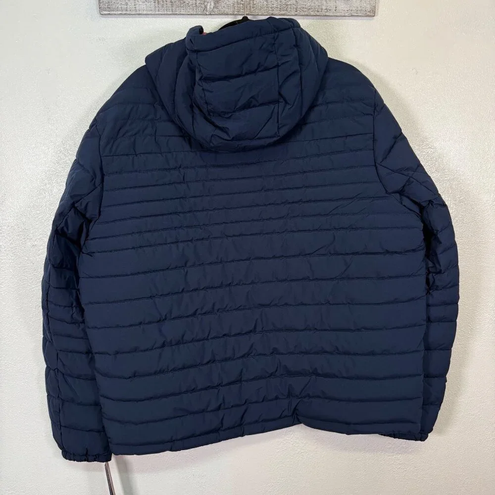 Tommy Hilfiger Men's Midnight Navy TH Flex Quilted Puffer Hooded Jacket NWT$195